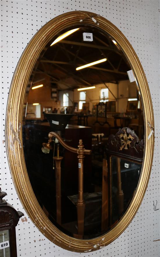 Large oval gilt wall mirror(-)